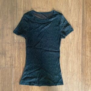 black sheer mesh sparkle top